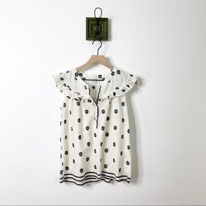 Ann Taylor loft navy ivory popover top